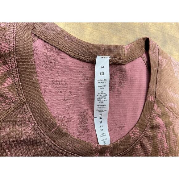 NWT Lululemon Size 14 Swiftly Tech Short Sleeve 2.0 Shirt SWRT/BRRO - Picture 5 of 10